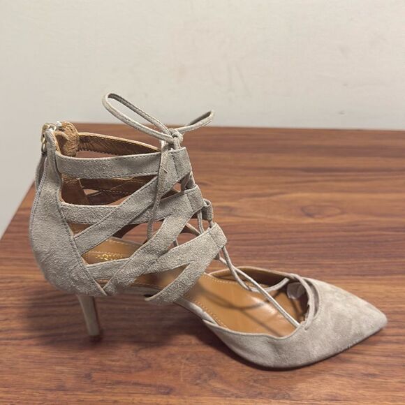 Aquazzura Frienze Belgravia 75 Light Gray Suede Pump Stiletto Pumps Size 38. - Picture 4 of 7